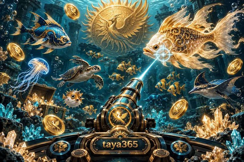 taya365 — orihinal na fishing casino game concept art sa deep teal and warm champagne
